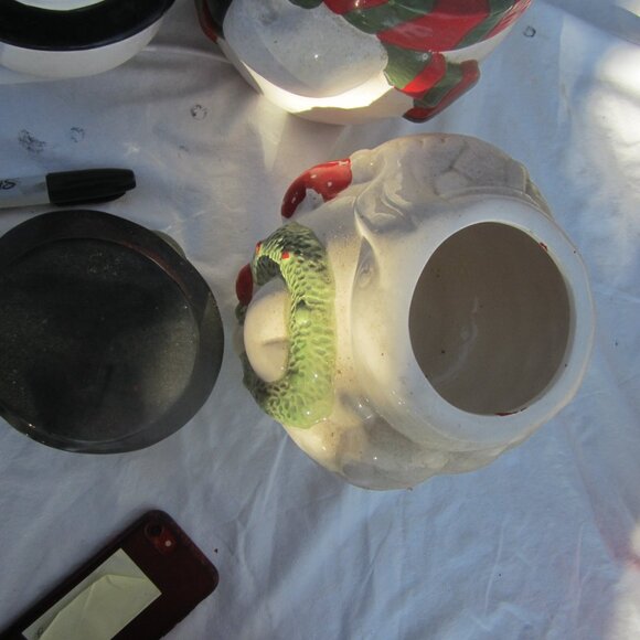 VTG SNOWMAN COOKIE JARS, DIFFERENT STYLES, ALL CERMIC PRICE IS EACH - Picture 11 of 15